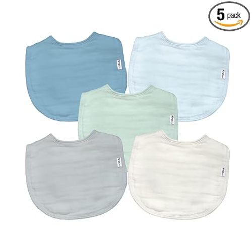green sprouts Absorbent Organic Cotton Muslin Bibs, 0-12mo Hypoallergenic, STANDARD 100 by OEKO-TEX Certified, Tested for Hormones