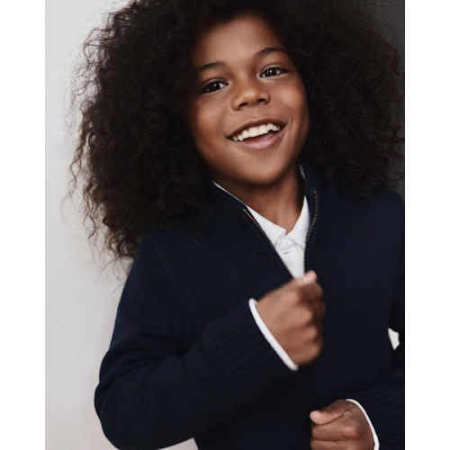 Boys 100% Organic Cotton Quarter-Zip Sweater - Kid in Navy