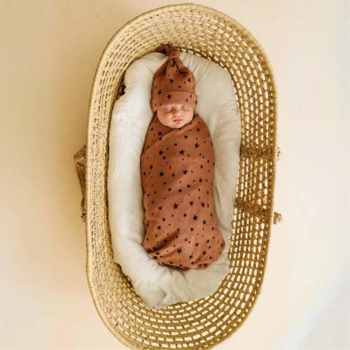 Organic Swaddle Blanket & Hat - Starstruck