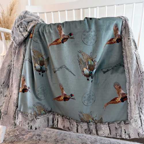 Pheasant Hunting Blanket Pheasant Hunter Gift for dad Pheasant Minky Blanket for Baby Boy Hunting Nursery Decor
