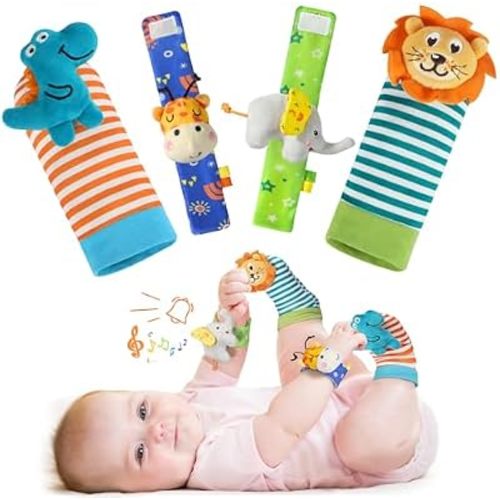 URMYWO Wrist Rattles for Baby, Rattle Socks, Baby Toys for 0-12 Months