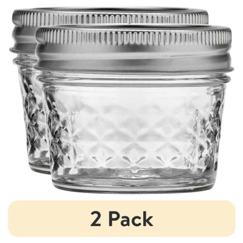 (2 pack) Ball Quilted Crystal 4 oz Mason Jars 12pk, Mini Canning Jars with Lids and Rings, Decorative Ball Jars for Canning Jam, Storing Spices, and Gift Giving