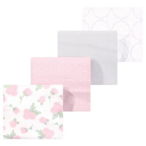 Luvable Friends Hudson Baby Flannel Receiving Blankets 4pk, Rosy Gray Floral