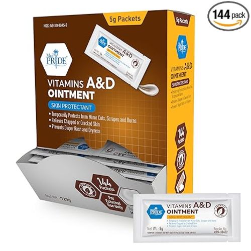 MED PRIDE Vitamins A & D Ointment Packets, Diaper Rash Cream, 5g, 144-Count