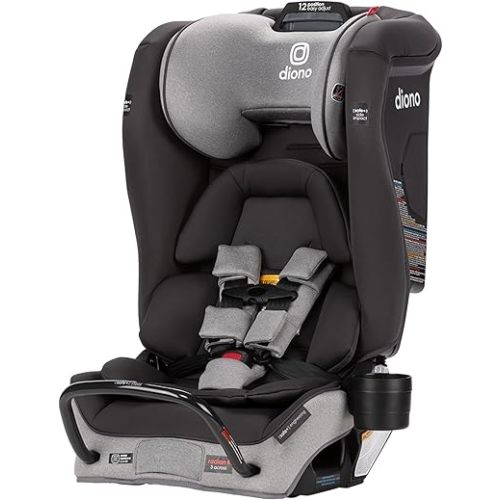 Diono Radian 3RXT SafePlus, 4-in-1 Convertible Car Seat, Rear and Forward Facing, SafePlus Engineering, 3 Stage Infant Protection, 10 Years 1 Car Seat, Slim Fit 3 Across, Gray Slate