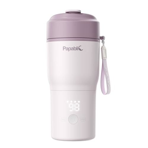 Papablic Portable Bottle Warmer – Fast Heating Baby Bottle Warmer on The Go with Sterilization, Wide Mouth & Smart Temperature Control, Car & Outdoor Feeding, Spodumene Purple
