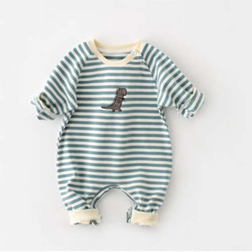 Dinosaur Long Sleeve Striped Jumpsuit | RYAN AND REMI