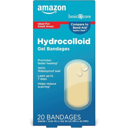 Amazon Basic Care Advanced Fast Healing Hydrocolloid Gel Bandages, Regular 20