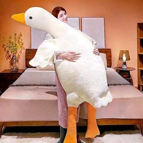 Giant White Goose Plush 63 in, Very Huge Fat Goose Stuffed Animal Pillow, Soft Furry Swan Hugging Pillow Gifts for Everyone (63 in)
