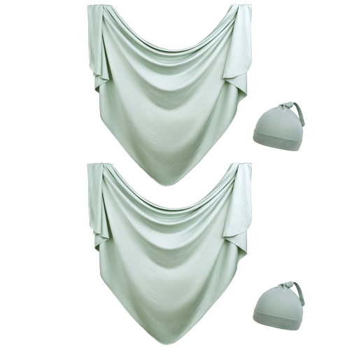 2 Pack Sage Green Modal Baby Swaddle Set with Knotted Hats, Soft Breathable Stretchy Newborn Receiving Blankets for 0-6 Months, Unisex Baby Shower Gift