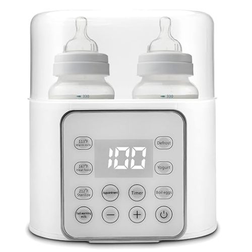 Baby Bottle Warmer 9-in-1 Multifuntion Breast Milk Warmer, Fast Baby Food Heater and Defrost Warmer with Timer for Twins, LCD Display Accurate Temperature Adjustment, 24H Constant Mode