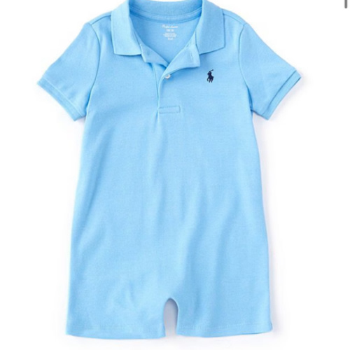 Ralph Lauren Baby Boys Short Sleeve Polo Interlock Shortall