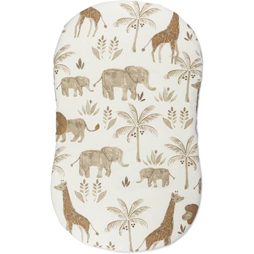 Crane Baby Bassinet Sheet, 100% Cotton Sateen, Safari Animal, 33" x 17"