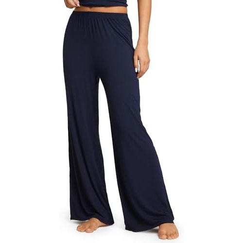 Women's Natrelax Pajamas Pants Wide Leg Casual Modal Ribbed Loose Fit Sleep Soft Comfort Flowy Lounge Pj Bottom