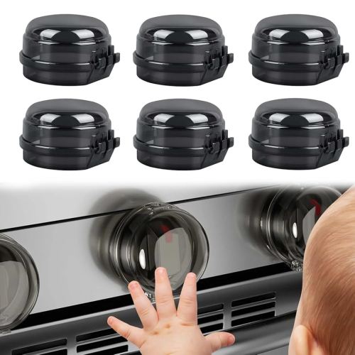 Gas Stove Knob Safety Covers: 6Pcs Child Proof Stove Covers, Non-Universal Baby Proof Oven knobs Locks for Only Height Under 1.65"