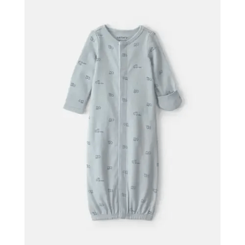 Baby Boy Train Long-Sleeve Sleeper Gown - Blue | Carter's