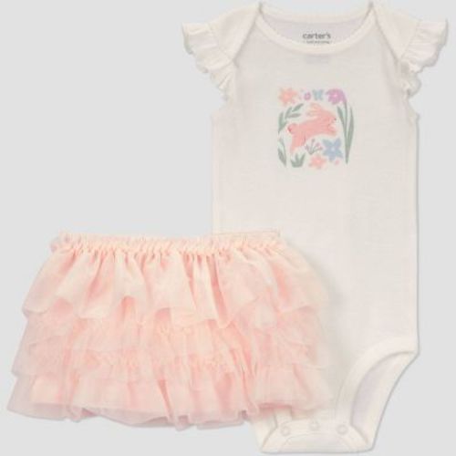 Carter's Just One You® Baby Girls' 2pc Easter Bunny Skirt Set - White/Pink Newborn