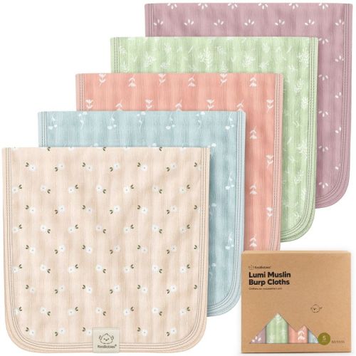 5pk Lumi Muslin Burp Cloths for Baby Boys, Girls, Organic Baby Burp Cloths, Burping Cloths for Babies (Bloom)