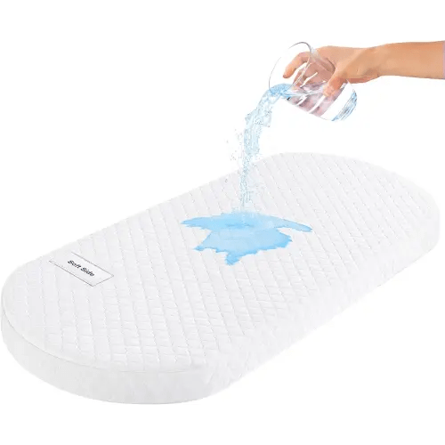 Pro Goleem Baby Bassinet Mattress Pad, Breathable Waterproof Soft Cover Gel Memory Foam, Oval 30"x15" Dual Side Cradle Mattress
