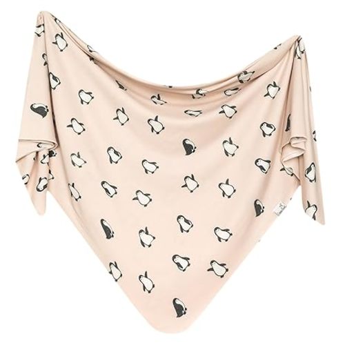Copper Pearl Penguins Knit Blanket Single