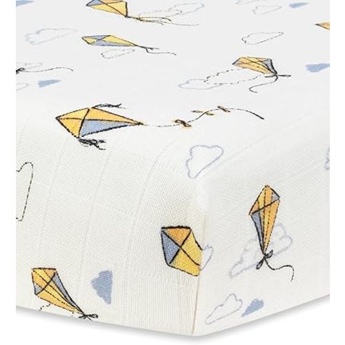 Under The Nile Muslin Playpen/Playard Sheet - Kites - Organic Cotton