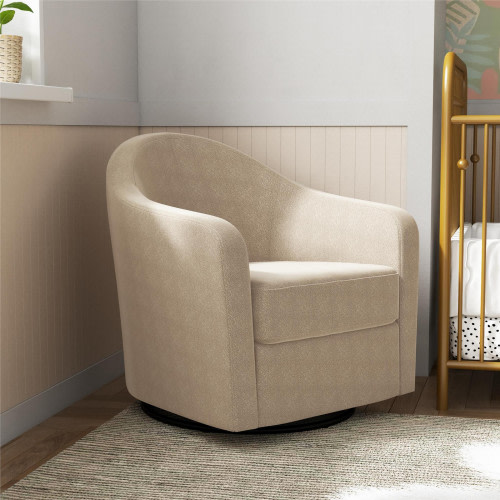 Little Seeds Gentle Curved Swivel Accent Chair - Taupe Boucle