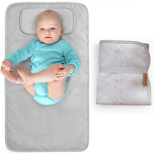 Hamur Home Portable Changing Pad – Waterproof, Washable & Easy Wipe Clean, Foldable Travel Baby Changing Mat for Diaper Bag, Compact & Lightweight, Must-Have for Newborns (Solid Grey)