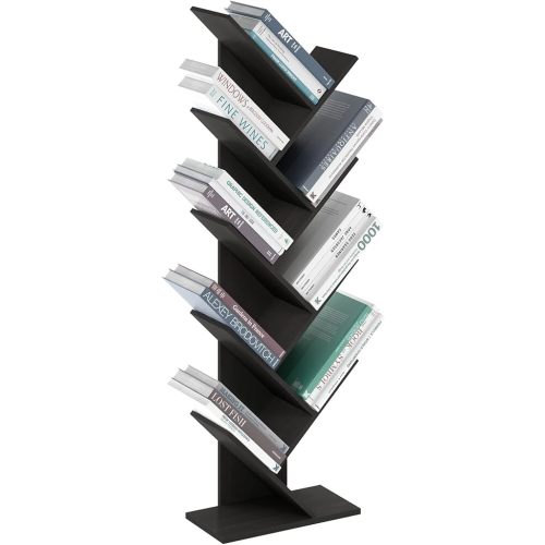 Furinno Bookshelf 9-Tier Floor Standing Tree Bookcase, Espresso