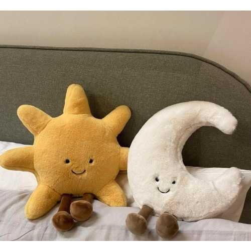Smile Face Moon & Sun Plush Cushion – Nursery Decor Pillow