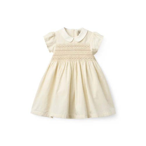 261-240-500-1 SMOCK ROMPER W. EMB. - CREAM COMB