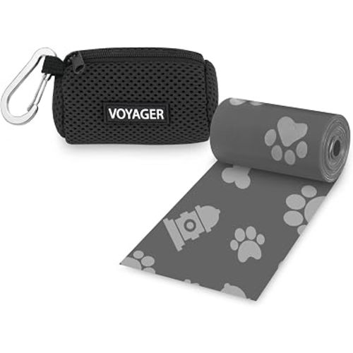 Best Pet Supplies Dog Poop Bag Holder Leash Attachment with Reusable Dispenser for Travel, Walking, Park, and Outdoor Use, Durable with Clip-On - Black, Mesh Dispenser w/15 Bags