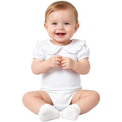 Magic Park 0-24M Baby Girl Peter Pan Collar Bodysuit Cotton Romper