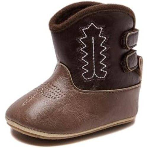 Kuner Baby Cowboy Boots Western Boots Toddler Cowboy Bootie Soft Sole Non-Slip Crib Shoes for Infant Boys Girls0-18 Months