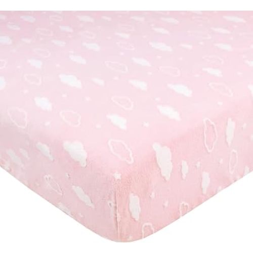American Baby Company Heavenly Soft Chenille Fitted Crib Sheet 28" x 52", Warm and Cozy Neutral Chenille Sheet, Pink 3D Cloud, for Boys and Girls, Fits Crib and Toddler Bed mattresses