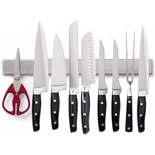 The Original GORILLA GRIP Stainless Steel Magnetic Knife Holder, 16 inch, Heavy Duty Magnet Strip for Knives, Wall or Refrigerator Mounted Bar, Easy Install Rack, Securely Store and Organize Kitchen