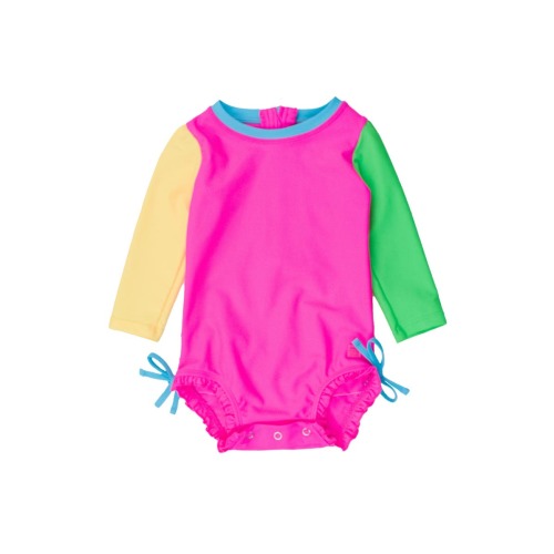 Baby Girls Long Sleeve UPF50+ One Piece Rash Guard, 6-12M