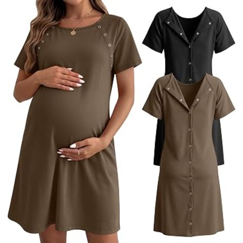 Huukeay 2 Pack Labor and Delivery Gown Maternity Hospital Dress