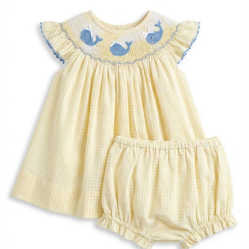 Chatham Whale Smocked Diaper Set