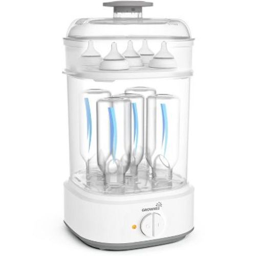GROWNSY Bottle Sterilizer, Baby Bottle Steam Sterilizer, Electric Baby Bottle Sanitizer with Timer for Baby Bottles, Pacifiers, Pump Parts