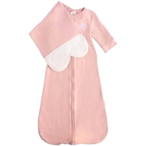 The Butterfly Swaddle: Safe Organic Newborn Baby Sleep Sack & Wrap Blanket | Natural Transitional Accessory for Calming Sleep Support (Blushing Pink, Preemie (4-7 lbs))