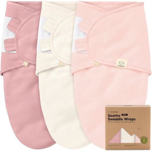 3-Pack Organic Swaddles for Newborns, Baby Sleep Sacks 0-3 Months - Baby Swaddle Wrap, Newborn Wearable Blanket, Infant Sleep Sack for Girls, Boys, Soft & Snug, Large Hook & Loop Closure (Roseate)