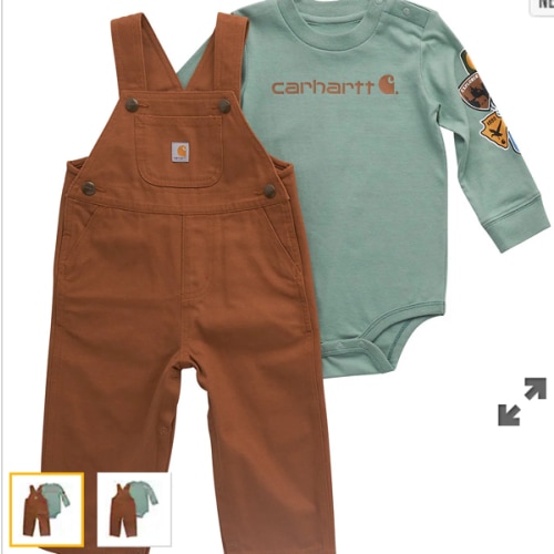 Boys' 2-Piece Long Sleeve Bodysuit & Canvas Overall Set (Baby) | Kids' Sets | Carhartt