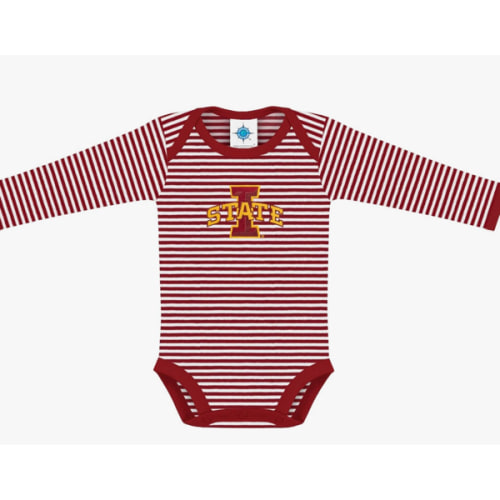 Creative Knitwear College Baby Striped Long Sleeve Bodysuit - Team Logo, Multiple Colors, Unisex (0-12 Months)