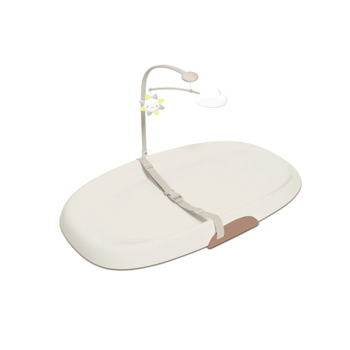 Skip Hop Baby Changing Pad Nursery Style Wipe-Clean Contoured with Cushioned Foam, Non-Skid Base, Built-in Safety Belt & Tuck-Away Toy Bar Fits Standard Changing Tables, Oat