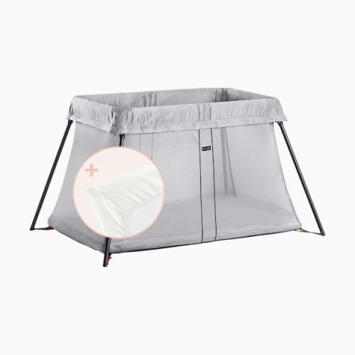Travel Crib & Organic Sheet Bundle - Silver