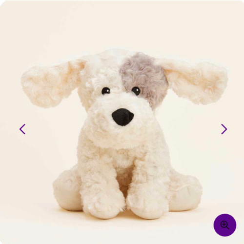 White Gray Curly Dog Warmies | Microwavable White Gray Curly Dog Warmies Stuffed Animal | Warmies USA