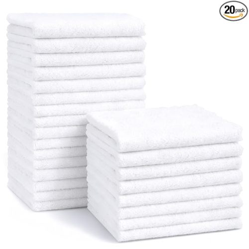 HOMEXCEL Baby Washcloths 20 Pack-Microfiber Coral Fleece Baby Bath Face Towel 11 x 11 Inch Extra Absorbent Soft Burp Cloth and Wash Cloths for Newborn-Infants and Toddlers,White