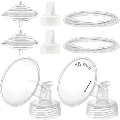 Maymom 18 mm Flanges, Duckbill Valves, Tubes, Backflow Protectors Compatible with Spectra S1 S2 9 Plus Breastpump. Replacement Pump Parts for Spectra Pump Accessories