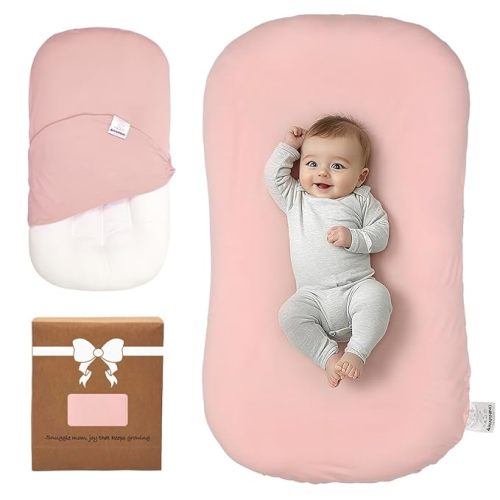 Baby Lounger Oversized 0-24 Months, Home and Travel Infant Cushion-Pink | Infant Support Cushion,Baby Support Cushion,36.5*20 inchs,Tummy Time Mat，Soft Cotton, Supervised Use, Baby Essentials Gift