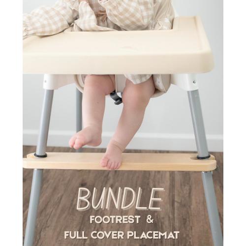Mealtime Bundle Essentials for IKEA Antilop Highchair – Maple Adjustable Footrest + Full Cover Silicone Placemat COLOR SAND